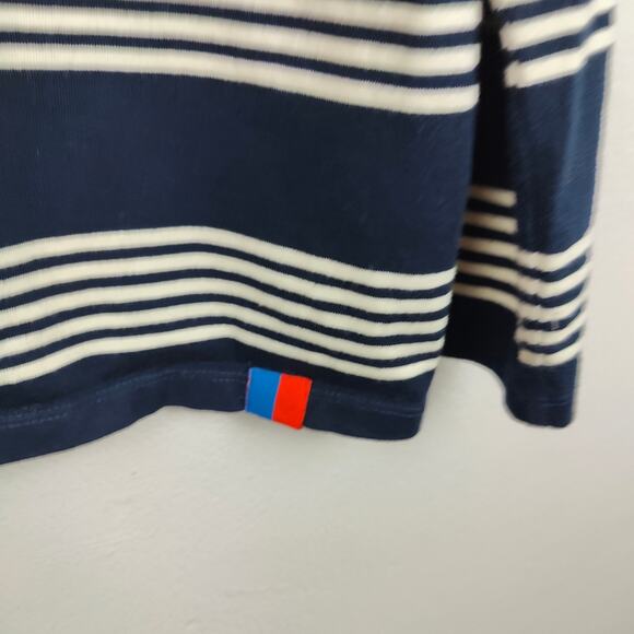 Kule The Boyfriend Top Womens Small Navy Stripe Cream Stripe Long Sleeve Preppy - Picture 3 of 9